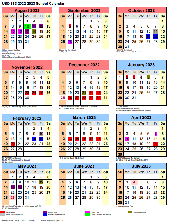 School Calendar At A Glance 2022-23